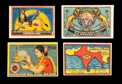 Tændstikæske etiketter af Indian School