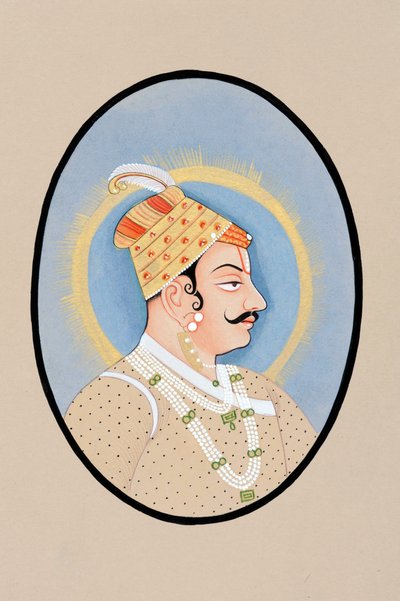 Miniaturemaleri af Maharaja Pratap Singh Kishangarh af Indian School