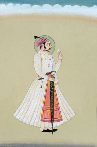 Miniaturemaleri af Maharana Amar Singh Udaipur af Indian School