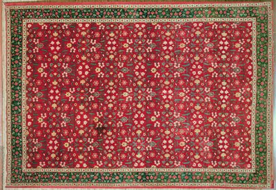 Mughal tæppe med blomst og gitterdesign, nordindisk (pashmina uld) af Indian School