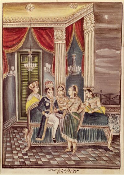 Nasir Ud-Din Haidar (1827-1873) konge af Oudh i sit palads, 1845 af Indian School