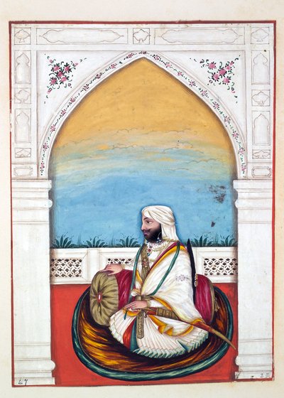 Nawab Imam-od-dun, fra The Kingdom of the Punjab, its Rulers and Chiefs, bind II, et bind med 30 akvarelstudier af en uidentificeret indisk kunstner, ca. 1840 (wc på papir) af Indian School