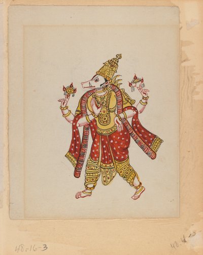 Et af et sæt på ni billeder, der viser indianere i forskellige erhverv (wc på papir) af Indian School