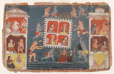 Side fra en Dispersed Bhagavata Purana Series, ca. 1610-1650 (ugennemsigtigt wc på papir) af Indian School
