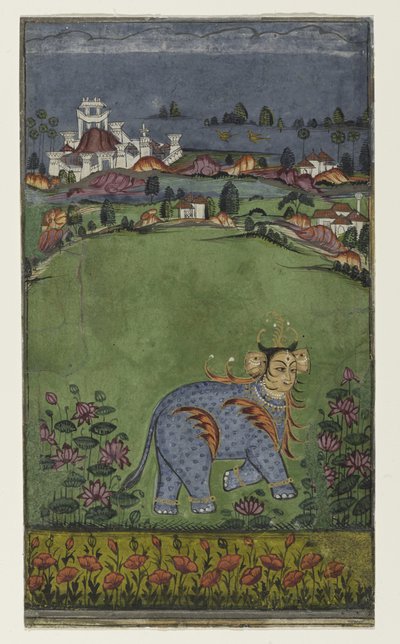Side fra en astrologisk afhandling, ca. 1750 (ugennemsigtig wc på papir) af Indian School