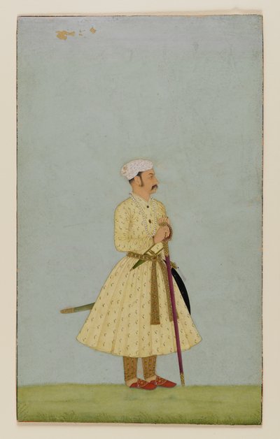 Portræt af Rao Chattar Sal fra Bundi, ca. 1675 (ugennemsigtigt wc & guld på papir) af Indian School