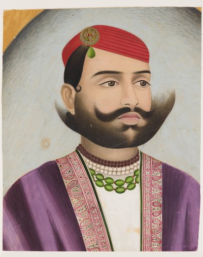 Portræt af en mand, muligvis tidligt i det 20. århundrede (gouache på pap) af Indian School