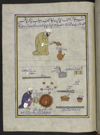 Pot-emaljere,  86 tegninger indbundet i et bind, der viser håndværk og erhverv i Kashmir, håndværkere vises i arbejde med deres redskaber og udstyr,  Af en Kashmir-kunstner, sandsynligvis i Srinagar, ca. 1850-60 (gouache på papir) af Indian School