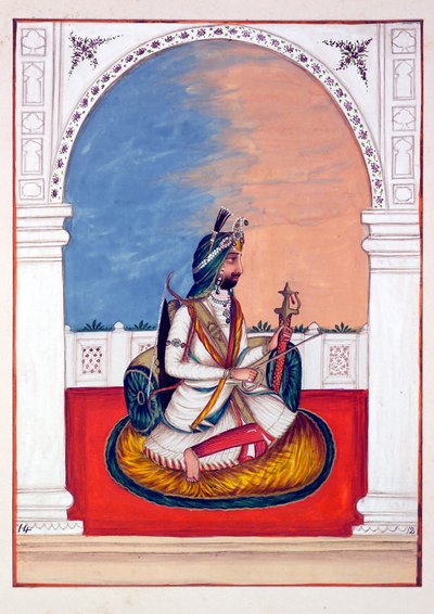 Rajah Hira Singh, fra The Kingdom of the Punjab, its Rulers and Chiefs, bind I, et bind med 27 akvarelstudier af en uidentificeret indisk kunstner, ca. 1840 (wc på papir) af Indian School