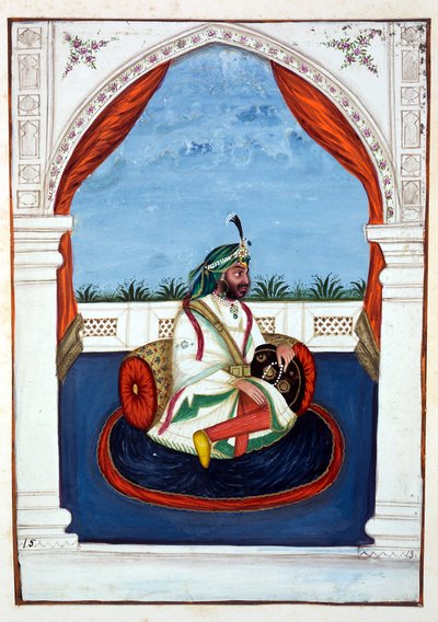 Rajah Lal Singh, fra The Kingdom of the Punjab, its Rulers and Chiefs, bind I, et bind på 27 akvarelstudier af en uidentificeret indisk kunstner, ca. 1840 (wc på papir) af Indian School