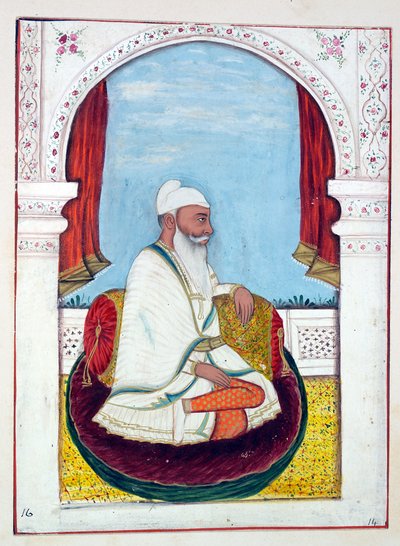 Rajah Lal Singh, fra The Kingdom of the Punjab, its Rulers and Chiefs, bind I, et bind på 27 akvarelstudier af en uidentificeret indisk kunstner, ca. 1840 (wc på papir) af Indian School