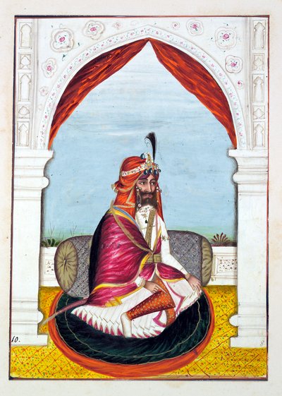 Rajah Suchet Singh, fra The Kingdom of the Punjab, its Rulers and Chiefs, bind I, et bind med 27 akvarelstudier af en uidentificeret indisk kunstner, ca. 1840 (wc på papir) af Indian School