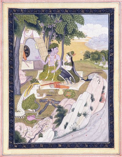 Rama og Sita med Lakshman, ca. 1800 af Indian School