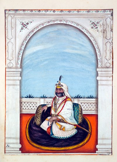 Sirdar Lehna Singh (Majithia), fra The Kingdom of the Punjab, its Rulers and Chiefs, bind II, et bind med 30 akvarelstudier af en uidentificeret indisk kunstner, ca. 1840 (wc på papir) af Indian School