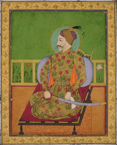 Sultan Abdullah Qutubshah af Golconda (reg. 1626-72) Deccan, Mughal, ca. 1640 (gouache med guld og sølv på papir) af Indian School