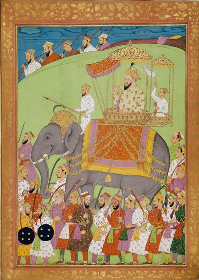Sultan Babes på en elefant. Indiske og persiske miniaturer i "" Indiens historie fra Tamertante til Orangreyb"" af Niccolo Manucci (1638-1717). B.N., Paris. af Indian School