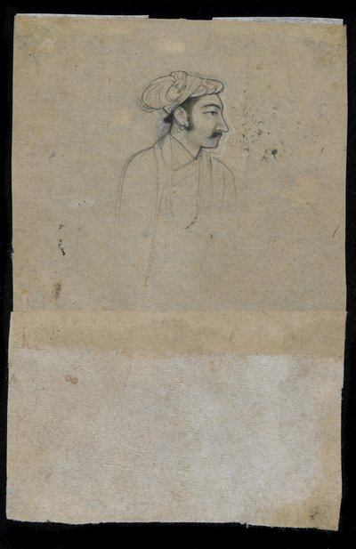 Sultan Khurram (Shah Jahan) (blæk på papir) af Indian School