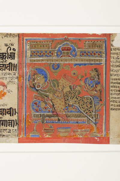 Brahmani Devananda på hendes sofa, fra Kalpasutra (ugennemsigtigt toilet på papir) af Indian School