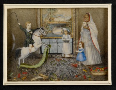 The Children of Sir John and Lady Login med deres Ayah og indiske legekammerat, ca. 1846 (akvarel på elfenben) af Indian School