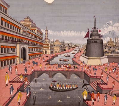 The Ghat at Jaunpur, ca. 1780 (ugennemsigtigt wc på papir) af Indian School