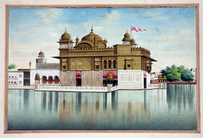 Det Gyldne Tempel i Amritsar, fra The Kingdom of the Punjab, its Rulers and Chiefs, bind I, et bind med 27 akvarelstudier af en uidentificeret indisk kunstner, ca. 1840 (wc på papir) af Indian School