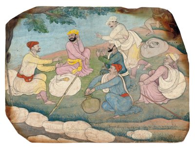 Rejsende, der nyder musik ved vejkanten, midten af 1700-tallet af Indian School