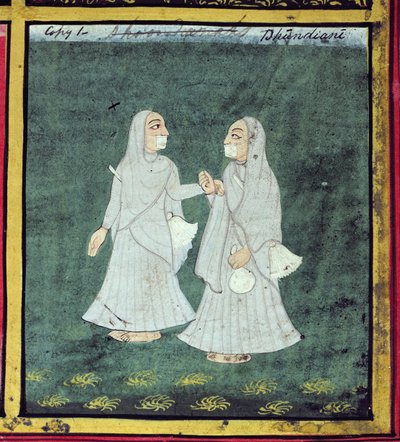 Two Dhondiya Women, Religious Mendicants, Udaipur, ca. 1810-20 (detaljer) (se også 136600) af Indian School