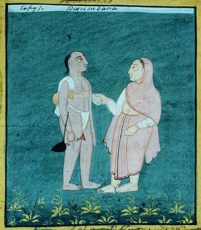 To Digambara Jains, Religious Mendicants, Udaipur, ca. 1810-20 (gouache på papir) af Indian School