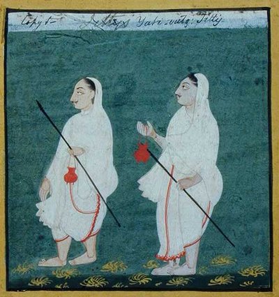 To jainske asketer med matteret hår (jati) Religious Mendicants, Udaipur, ca. 1810-20 (gouache på papir) af Indian School