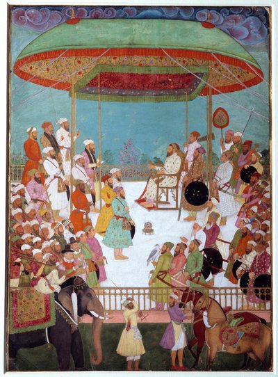 To portugisere har retten som en vizir. Indisk miniature af det 17. århundrede. Oxford University, England. af Indian School