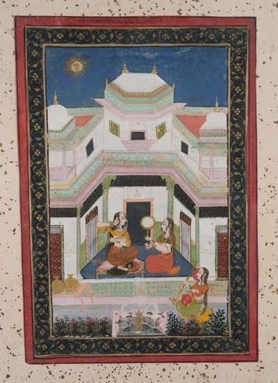 Vilaval Ragini, ca.1790 (gouache på papir, guldudsmykning) af Indian School