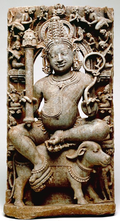 Yama, fra Bhubaneswar, Odisha, 1100 AD (skifer) af Indian School