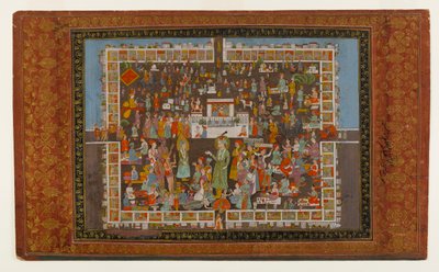 Yusuf og Zulaykha, 1875-1900 (ugennemsigtigt wc & guld på papir) af Indian School