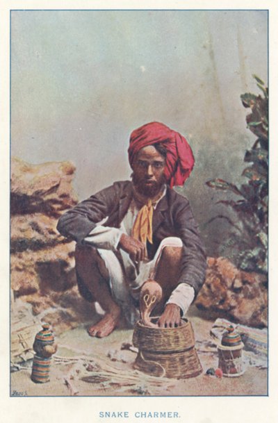Indiske indfødte: Snake Charmer (farvet foto) af Indian photographer