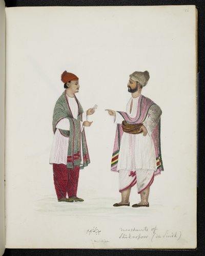 Merchants of Shikarpoor i Sindh (akvarel på papir) af Indo European Indo European