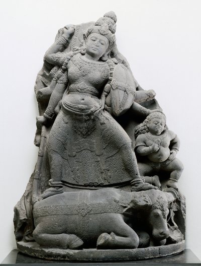Durga dræber Mahisa, ca. 1300 (vulkansk sten) af Indonesian School