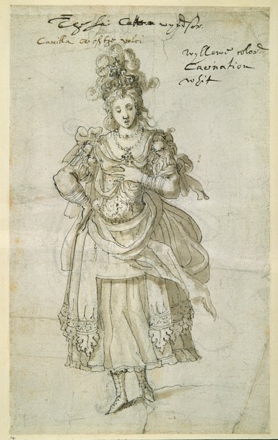 Camilla, ca. 1609 (pen og blæk på papir) af Inigo Jones
