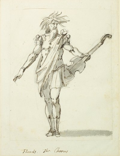 Floods: the Chorus, ca. 1631 (pen og blæk på papir) af Inigo Jones