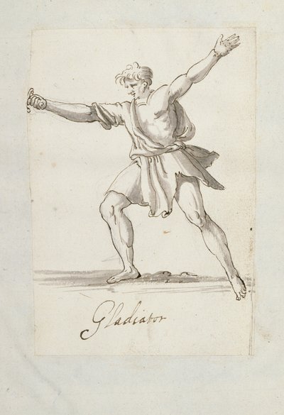 Gladiator (pen og blæk på papir) af Inigo Jones