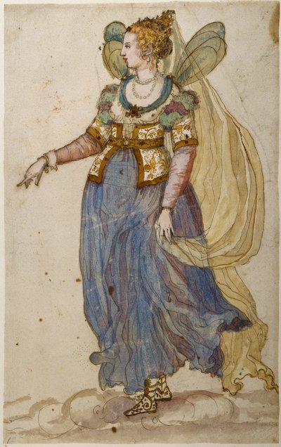 Lady masquer (akvarel på papir) af Inigo Jones
