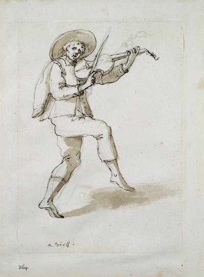 Mand med viol (pen og blæk på papir) af Inigo Jones