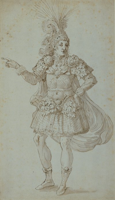 Maskers kostume (pen og blæk på papir) af Inigo Jones