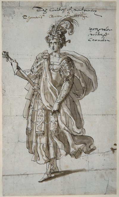 Dronning Tomyris af Massagetai, ca. 1609 (pen og blæk på papir) af Inigo Jones