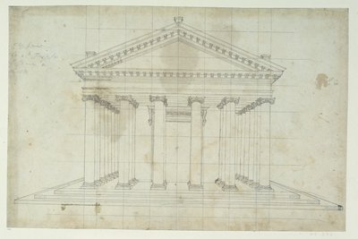 The Second Temple of Diana, ca. 1635 (pen og blæk på papir) af Inigo Jones