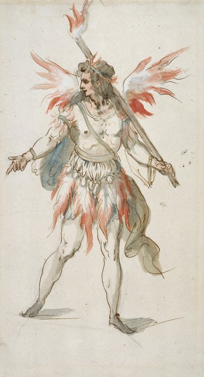 Fakkelbærer: en ildsjæl (akvarel på papir) af Inigo Jones
