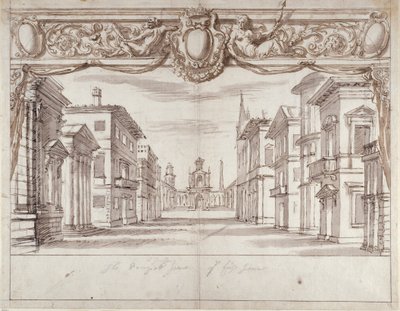 Tragisk scene (pen og blæk på papir) af Inigo Jones
