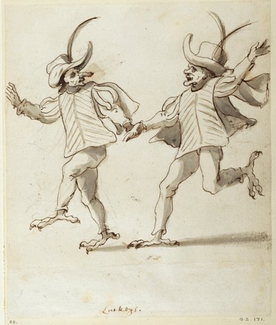 To Lackeyer (pen og blæk på papir) af Inigo Jones