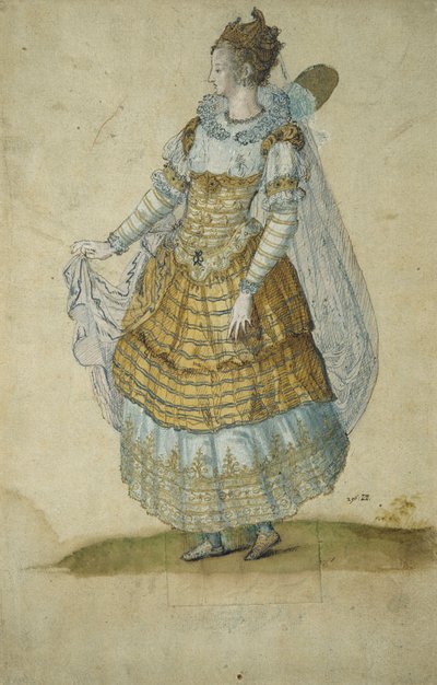 Vinget maske (akvarel på papir) af Inigo Jones