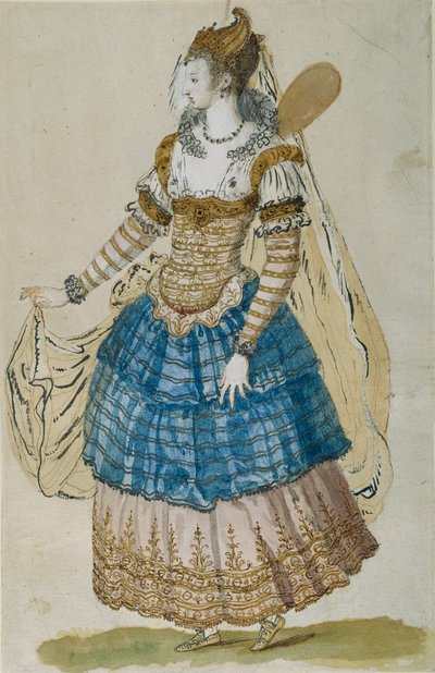 Vinget maske (akvarel på papir) af Inigo Jones