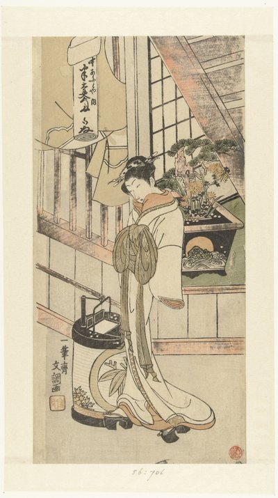 Kurtisane Handayu fra Naka-omi-huset af Ippitsusai Bunchō